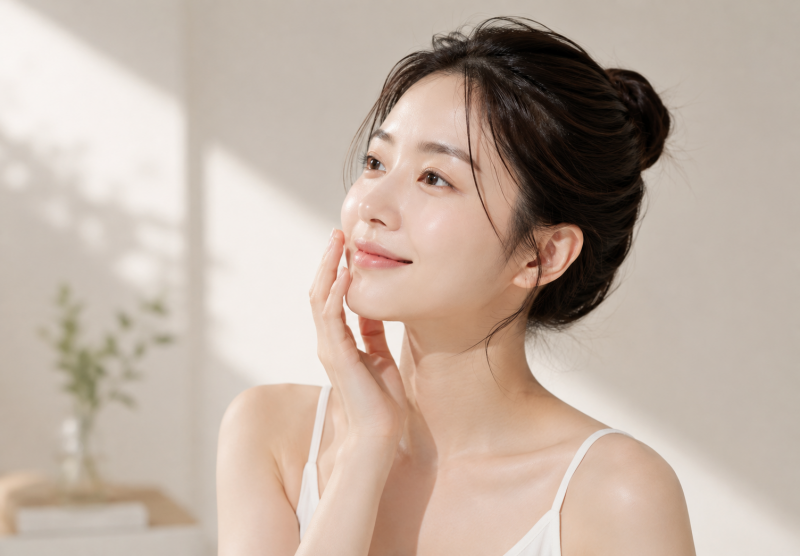밝고 건강한 피부 이미지를 표현한 피부미용 모델